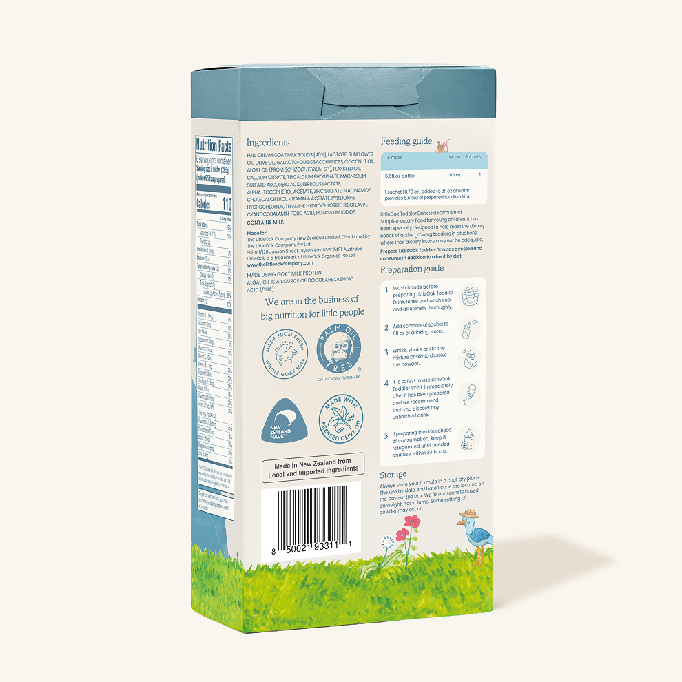 Natural Goat Milk Toddler Drink with Olive Oil 6 x 0.79oz Travel Sachets